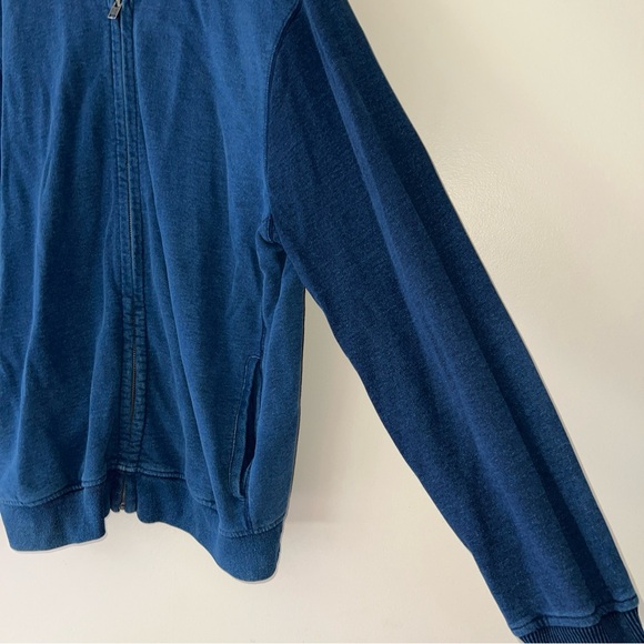 Gap Denim Bomber Jacket Men’s Size XL Blue Dark Wash Varsity Full Zip Pockets - Picture 3 of 6